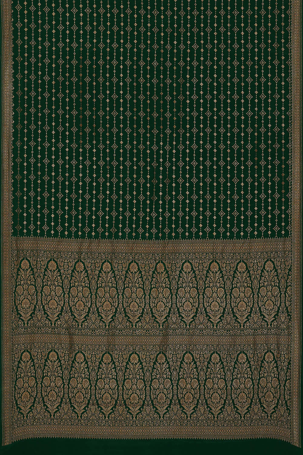 Image of Banarasi Crepe Bottle Green Saree