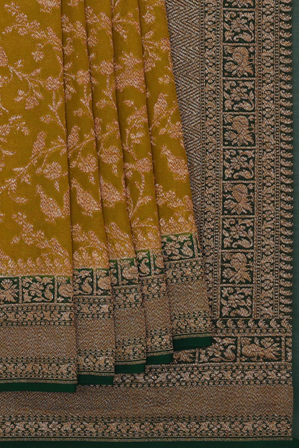 Image of Banarasi Georgette Dark Mustard Yellow Saree