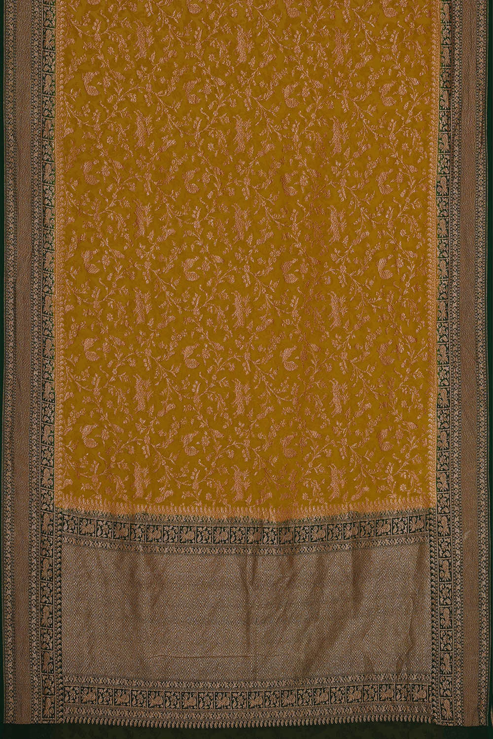 Image of Banarasi Georgette Dark Mustard Yellow Saree