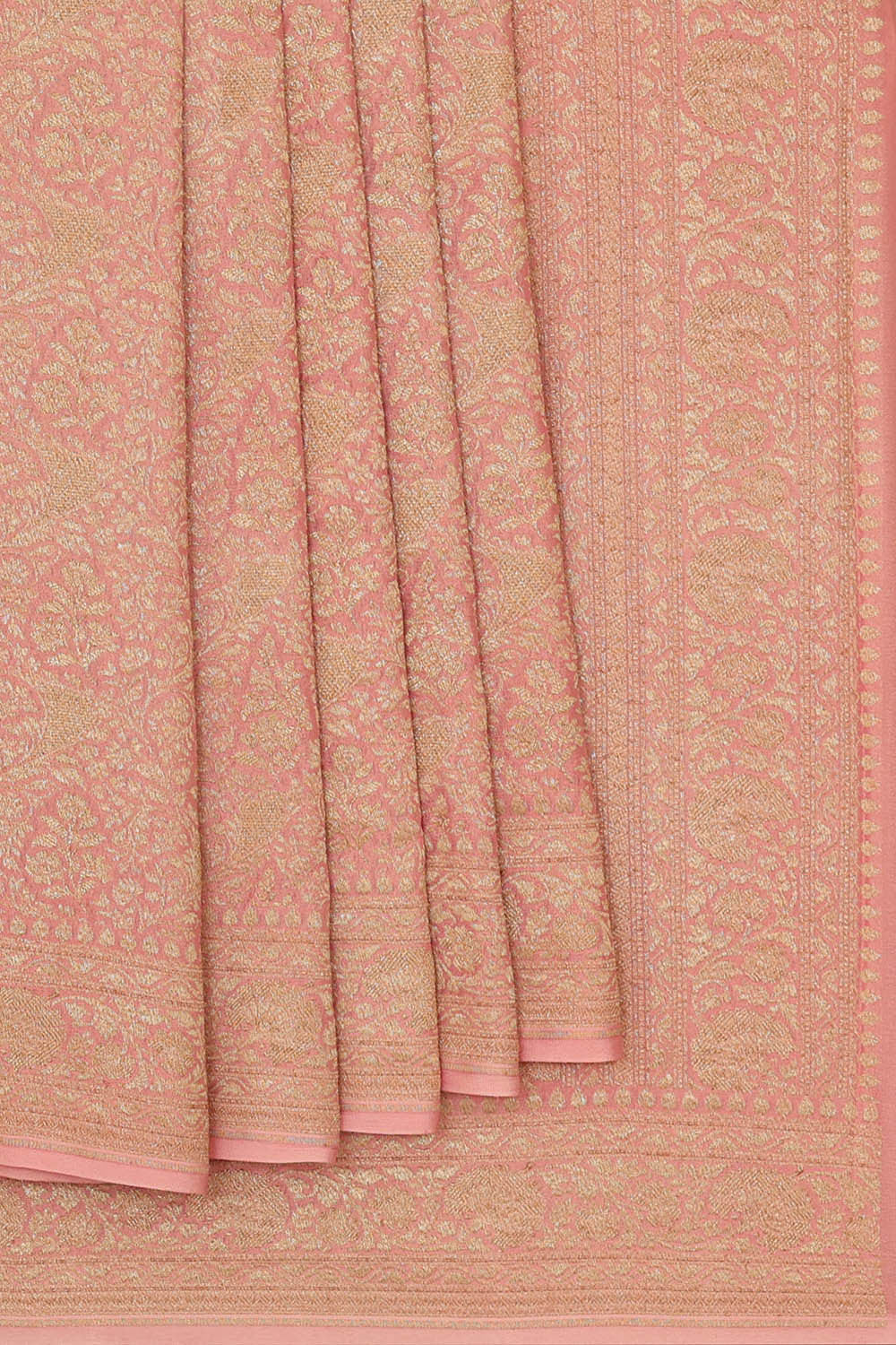 Banarasi Georgette Peach Pink Saree