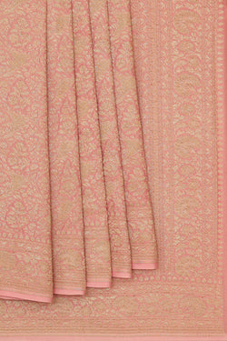 Image of Banarasi Georgette Peach Pink Saree