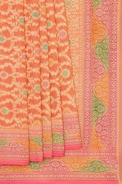 Image of Banarasi Georgette Peach Saree