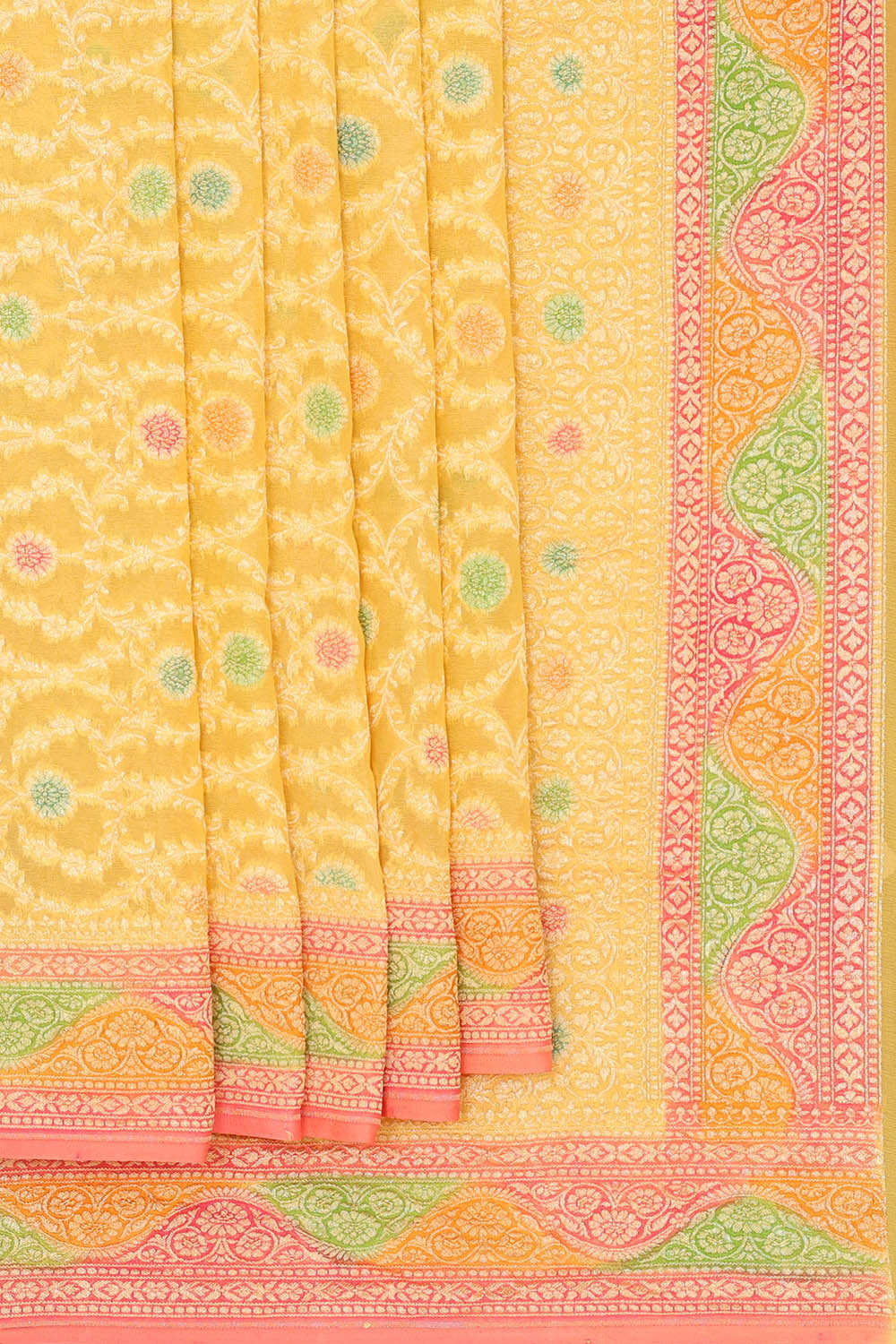 Image of Banarasi Georgette Yellow Saree