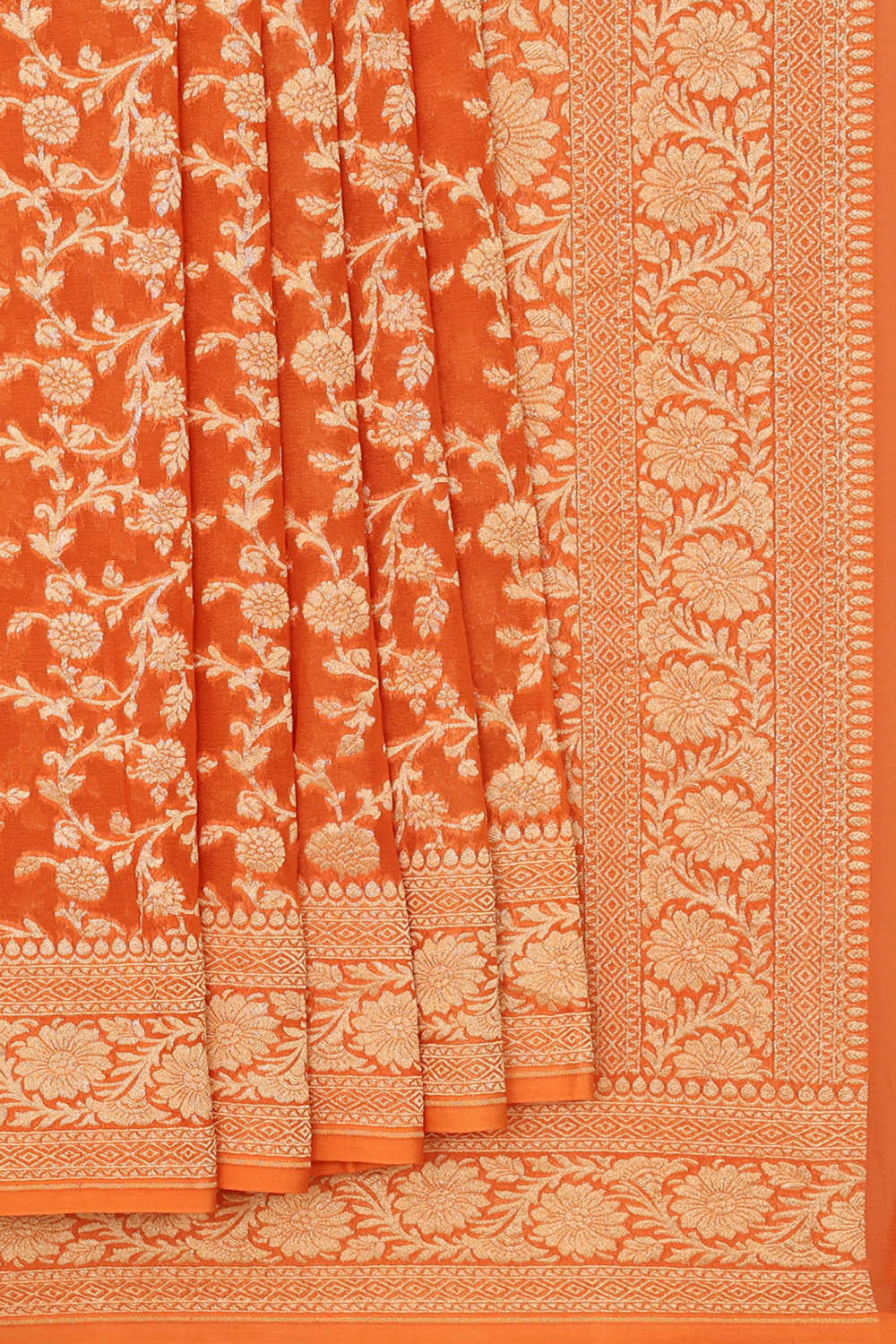 Banarasi Georgette Dark Peach Saree