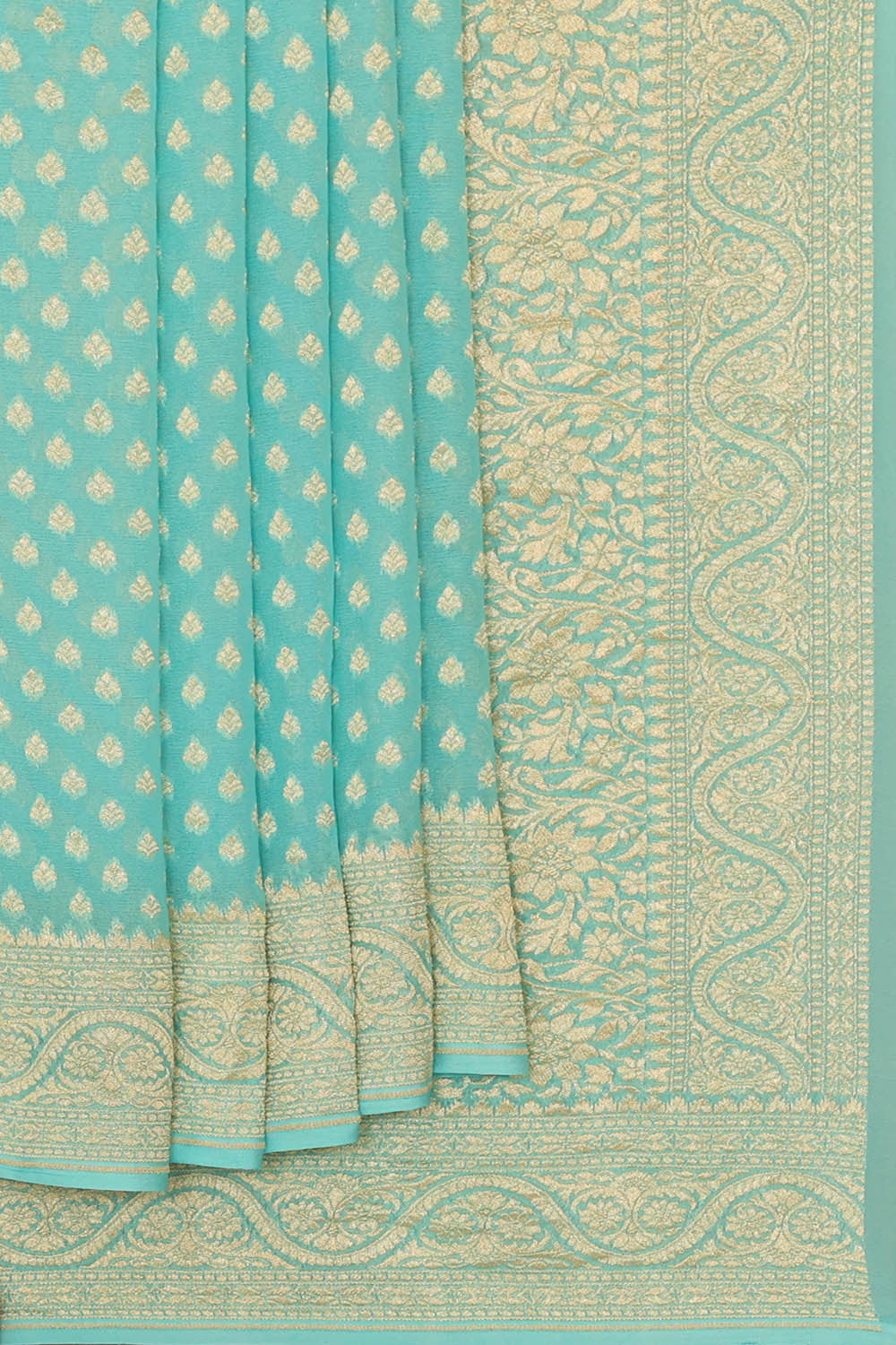 Image of Banarasi Georgette Light Blue Saree