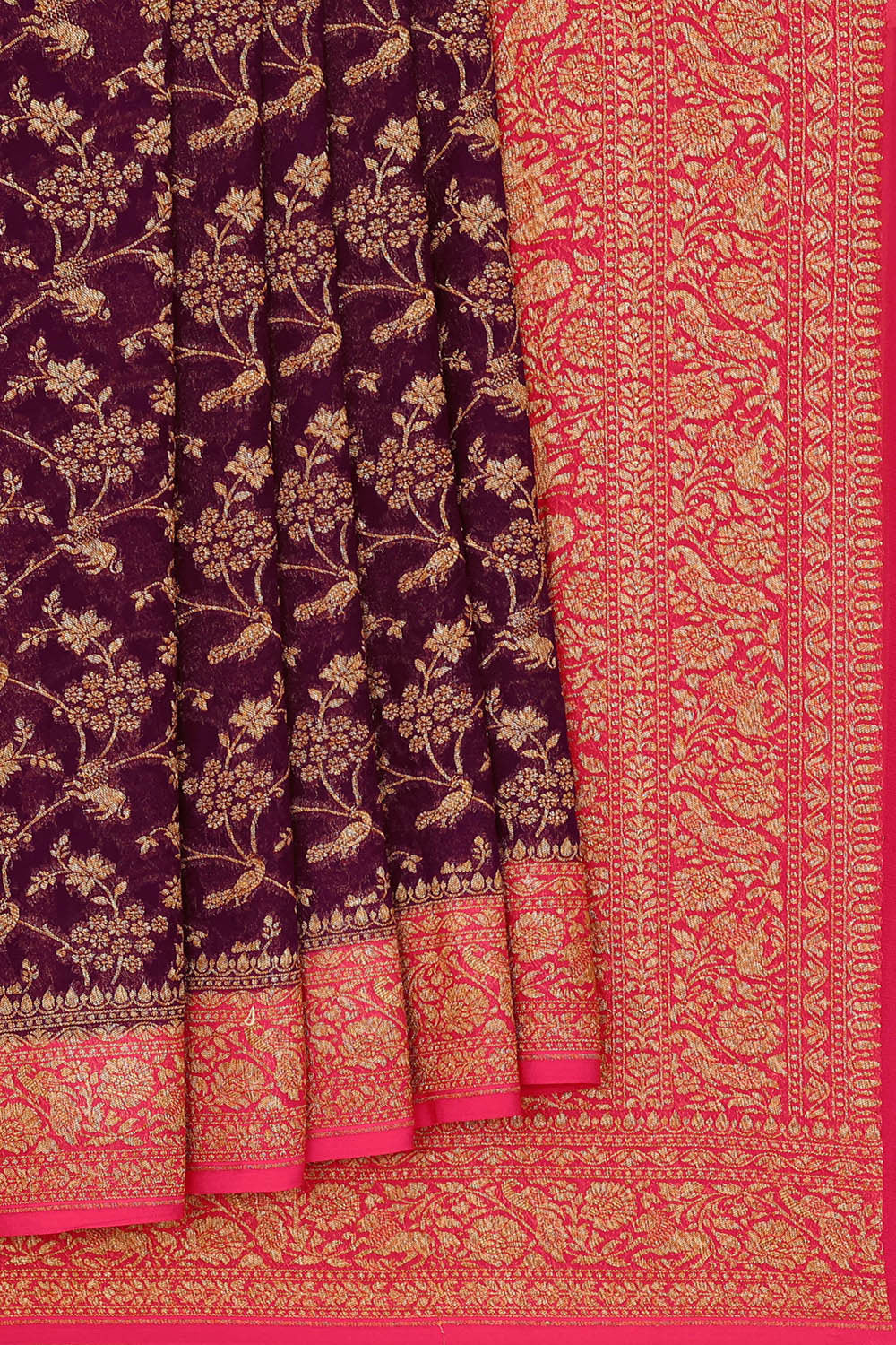Banarasi Georgette Deep Wine Saree