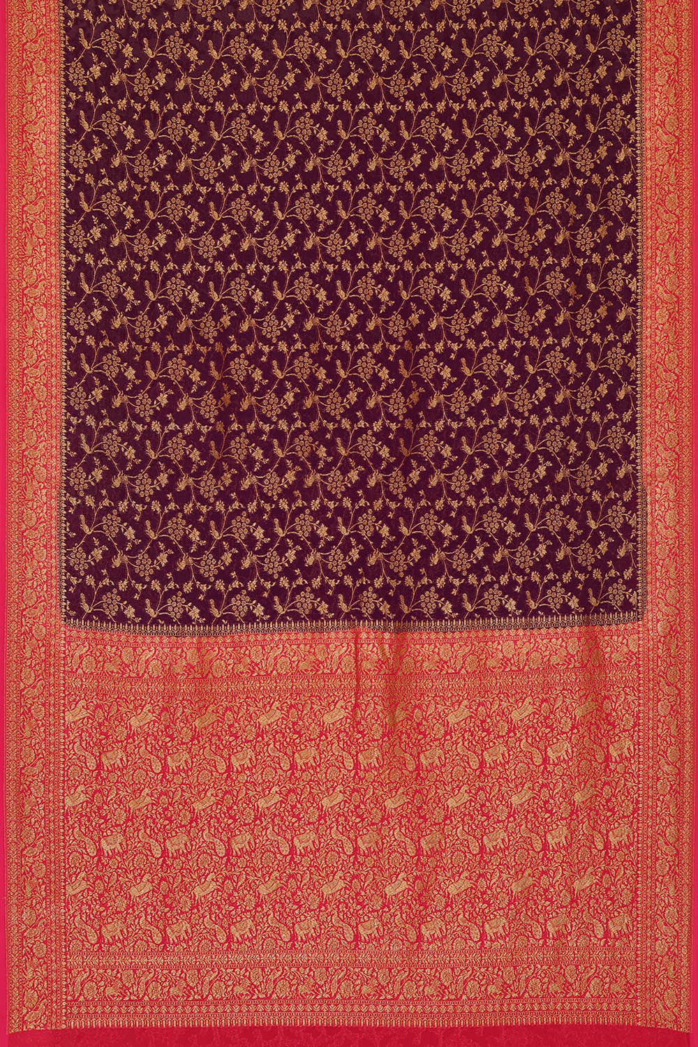 Banarasi Georgette Deep Wine Saree