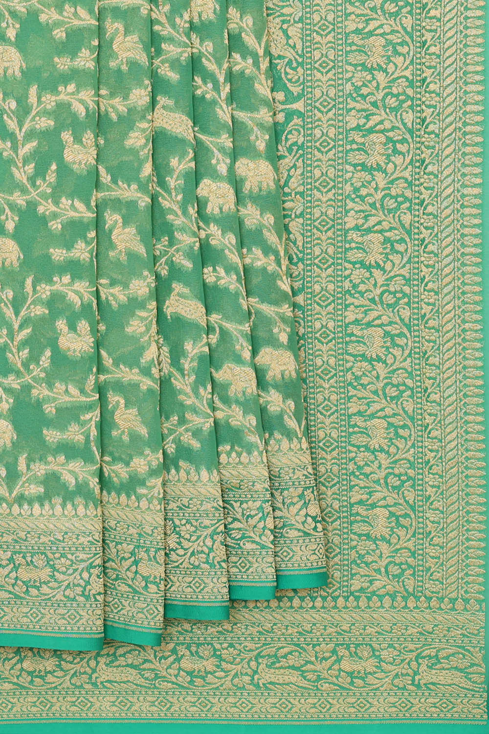 Banarasi Georgette Sea Green Saree