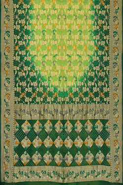 Image of Banarasi Georgette Parrot Green Bandhani Saree