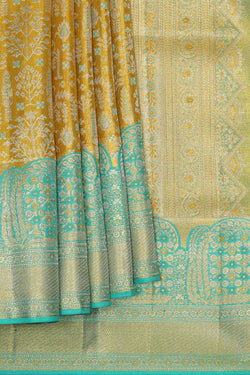 Image of Kanchipattu Golden Yellow Tissue Brocade Saree