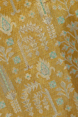 Image of Kanchipattu Golden Yellow Tissue Brocade Saree