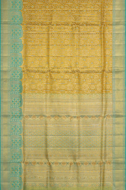 Image of Kanchipattu Golden Yellow Tissue Brocade Saree