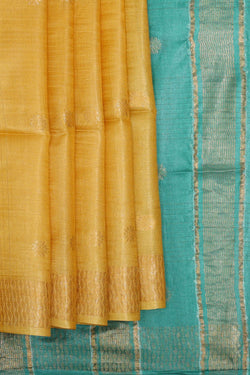 Image of Tussar Silk Mustard Yellow Saree