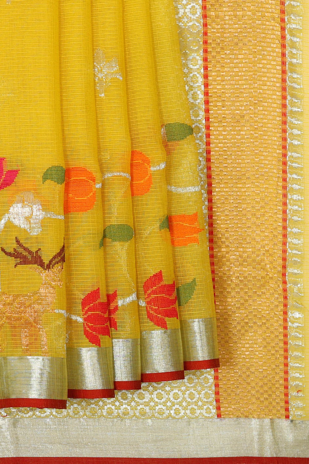Image of Zari Kota Yellow Saree