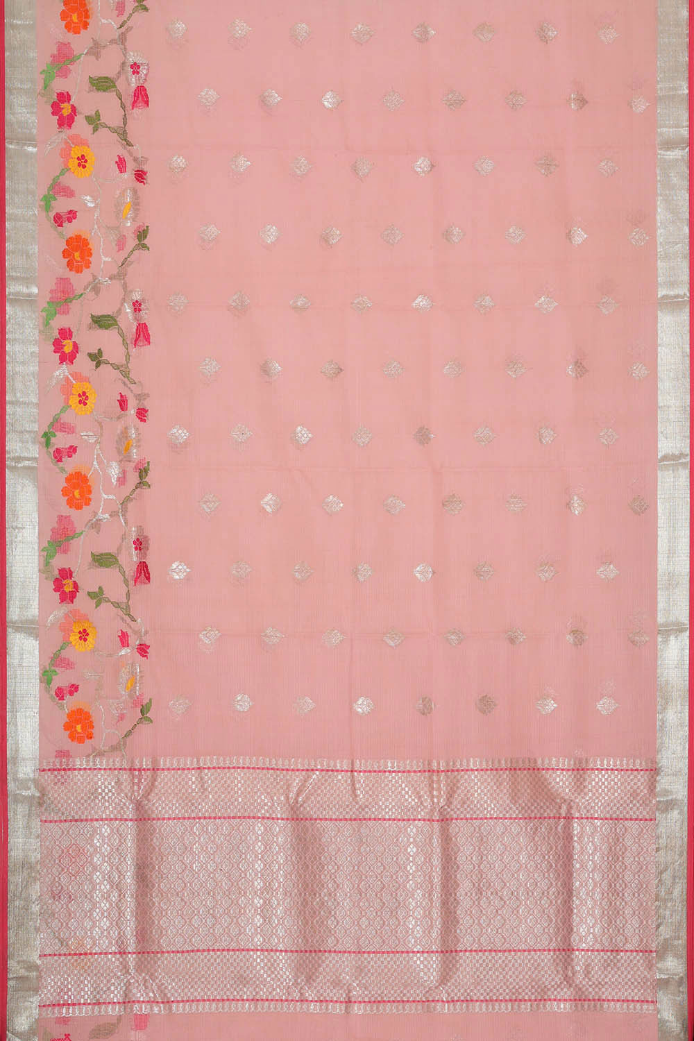 Image of Zari Kota Peach Pink Saree