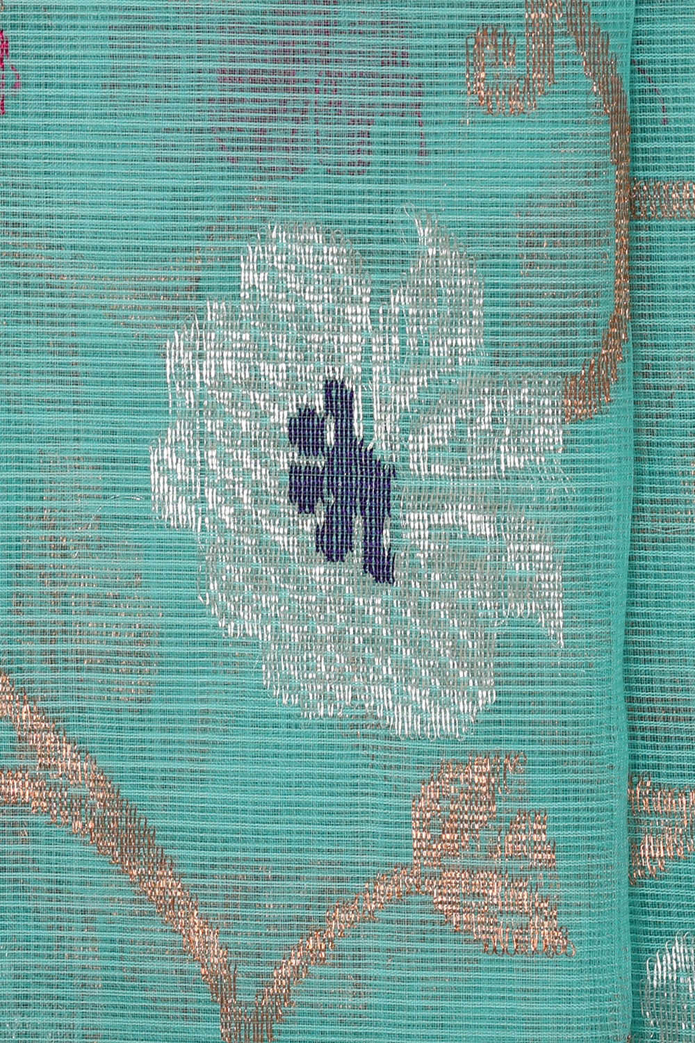 Image of Zari Kota Sea Blue Saree