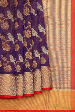 Image of Chanderi Silk Violet Saree