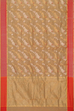 Image of Chanderi Silk Dark Cream Saree