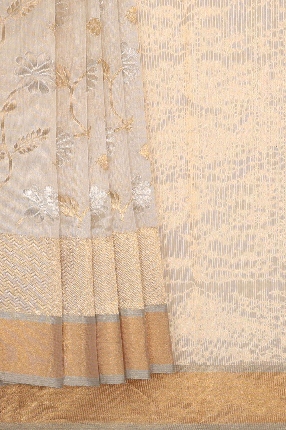 Chanderi Silk Cream Saree