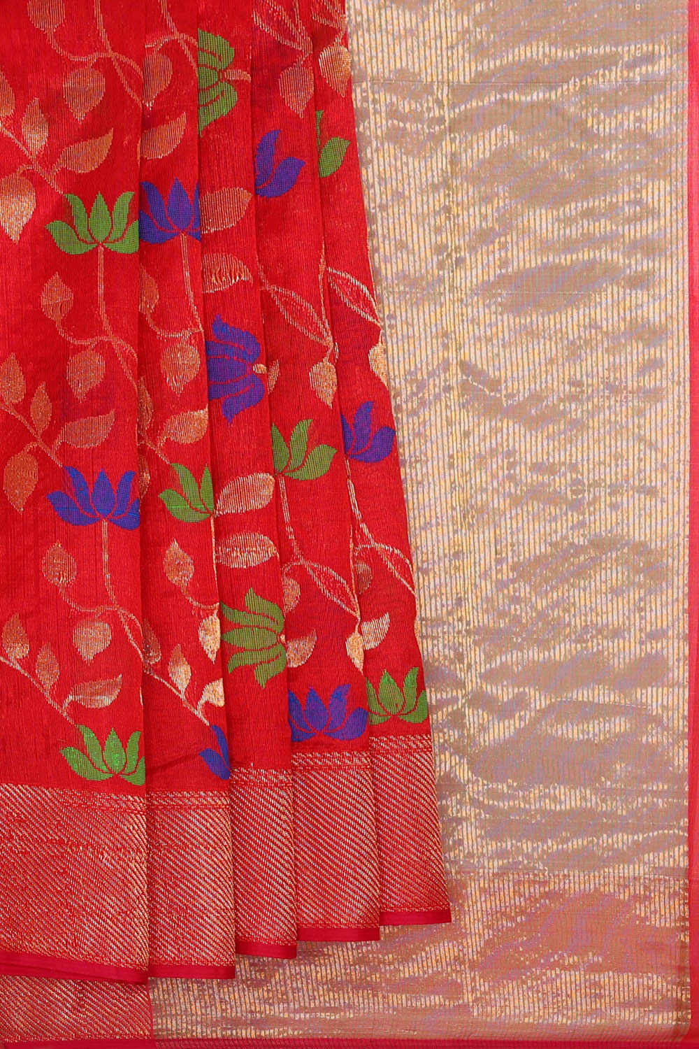 Chanderi Silk Red Saree