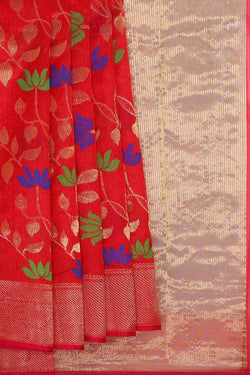 Image of Chanderi Silk Red Saree