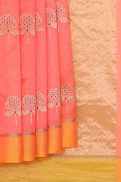 Image of Chanderi Silk Peach Pink Saree
