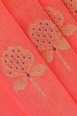 Image of Chanderi Silk Peach Pink Saree