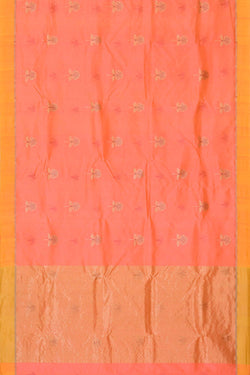 Image of Chanderi Silk Peach Pink Saree