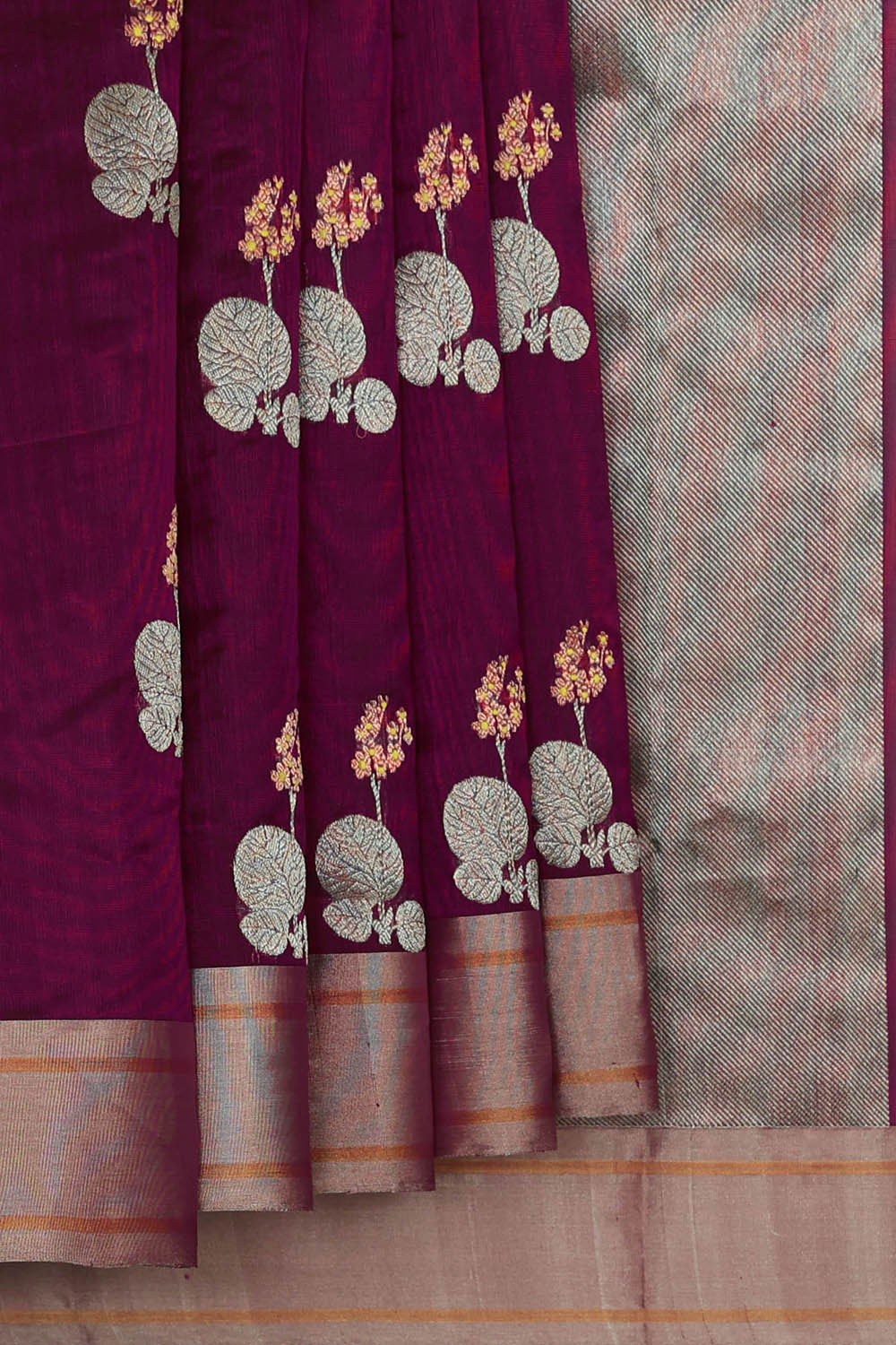 Chanderi Silk Deep Wine Saree