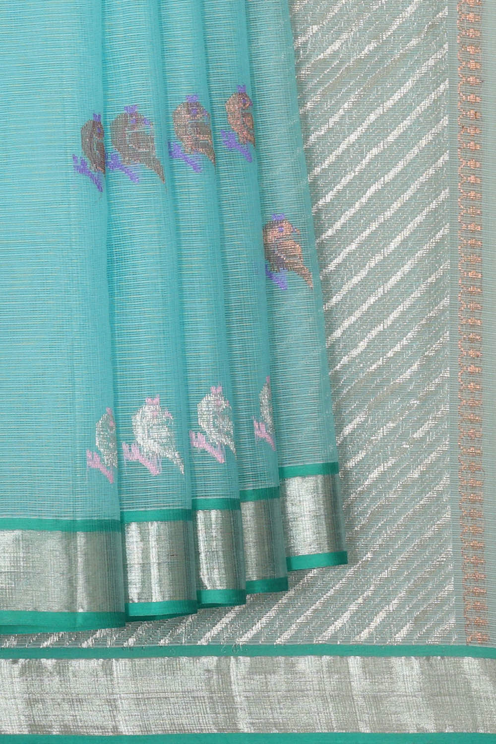 Image of Zari Kota Sky Blue Saree