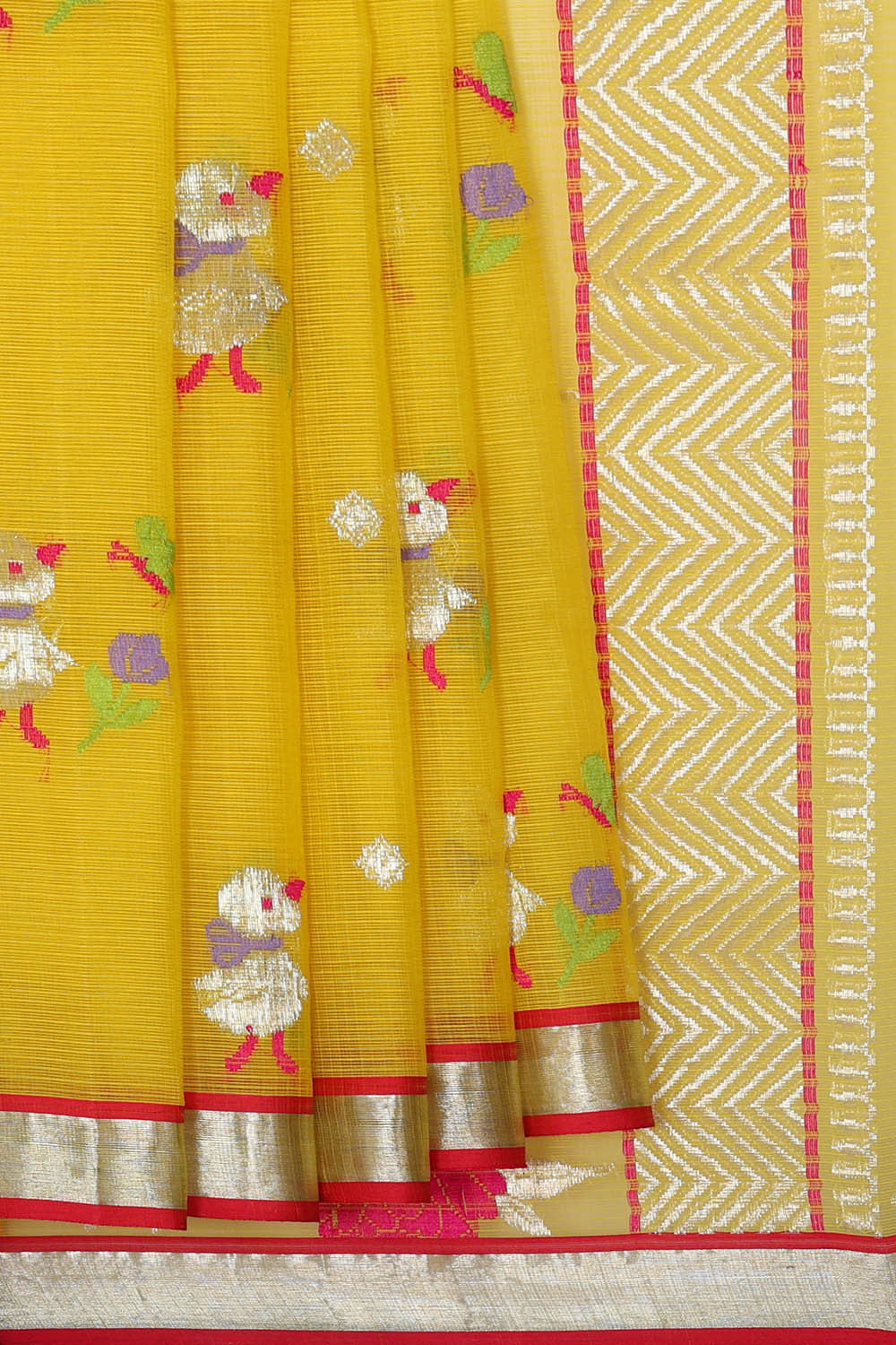 Image of Zari Kota Yellow Saree