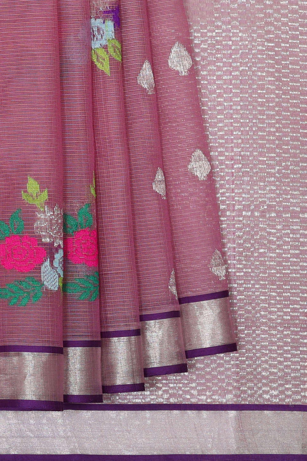 Image of Zari Kota Onion Pink Saree