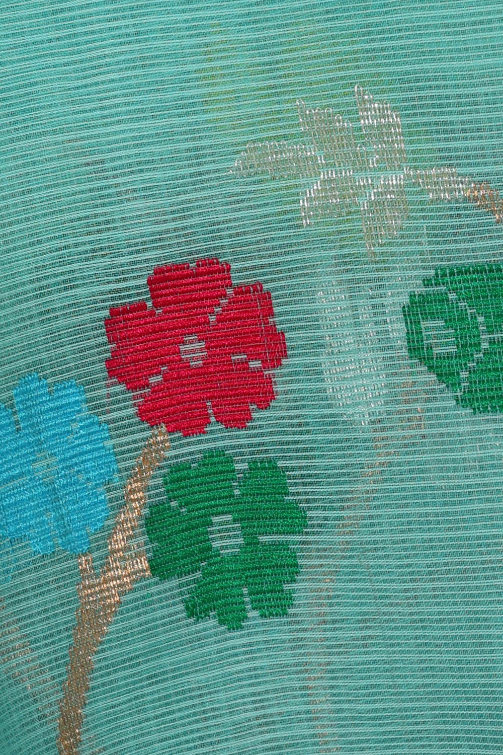 Image of Zari Kota Sea Blue Saree