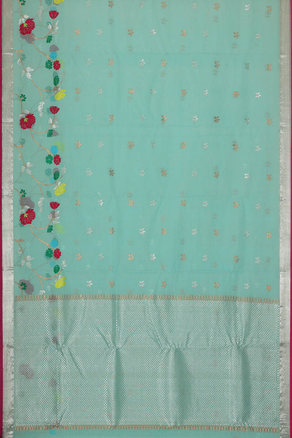 Image of Zari Kota Sea Blue Saree