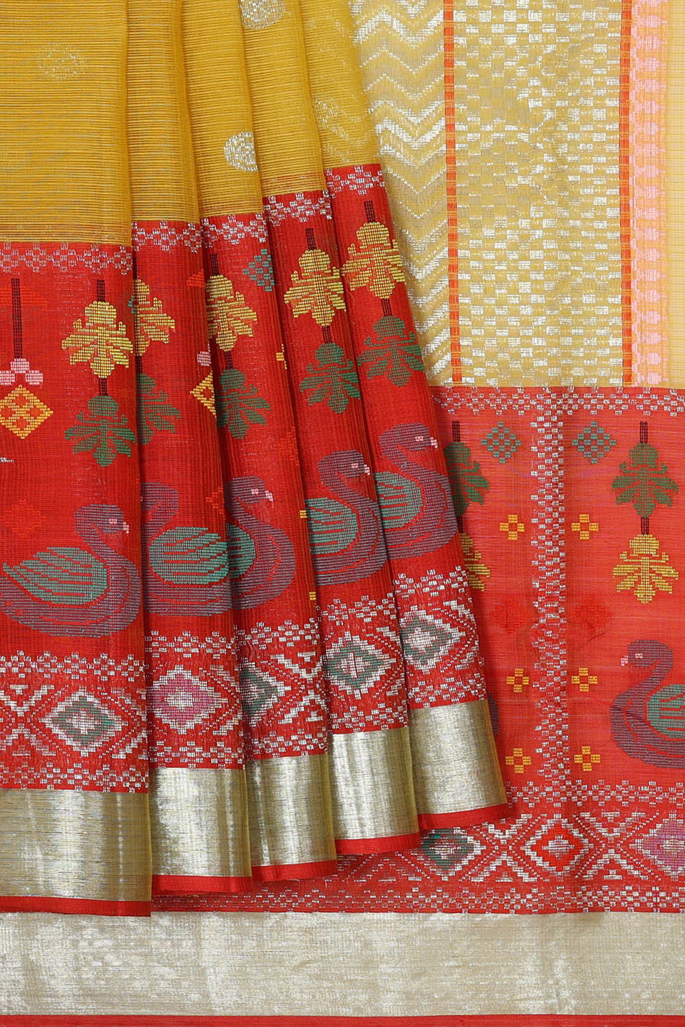 Image of Zari Kota Mustard Yellow Saree