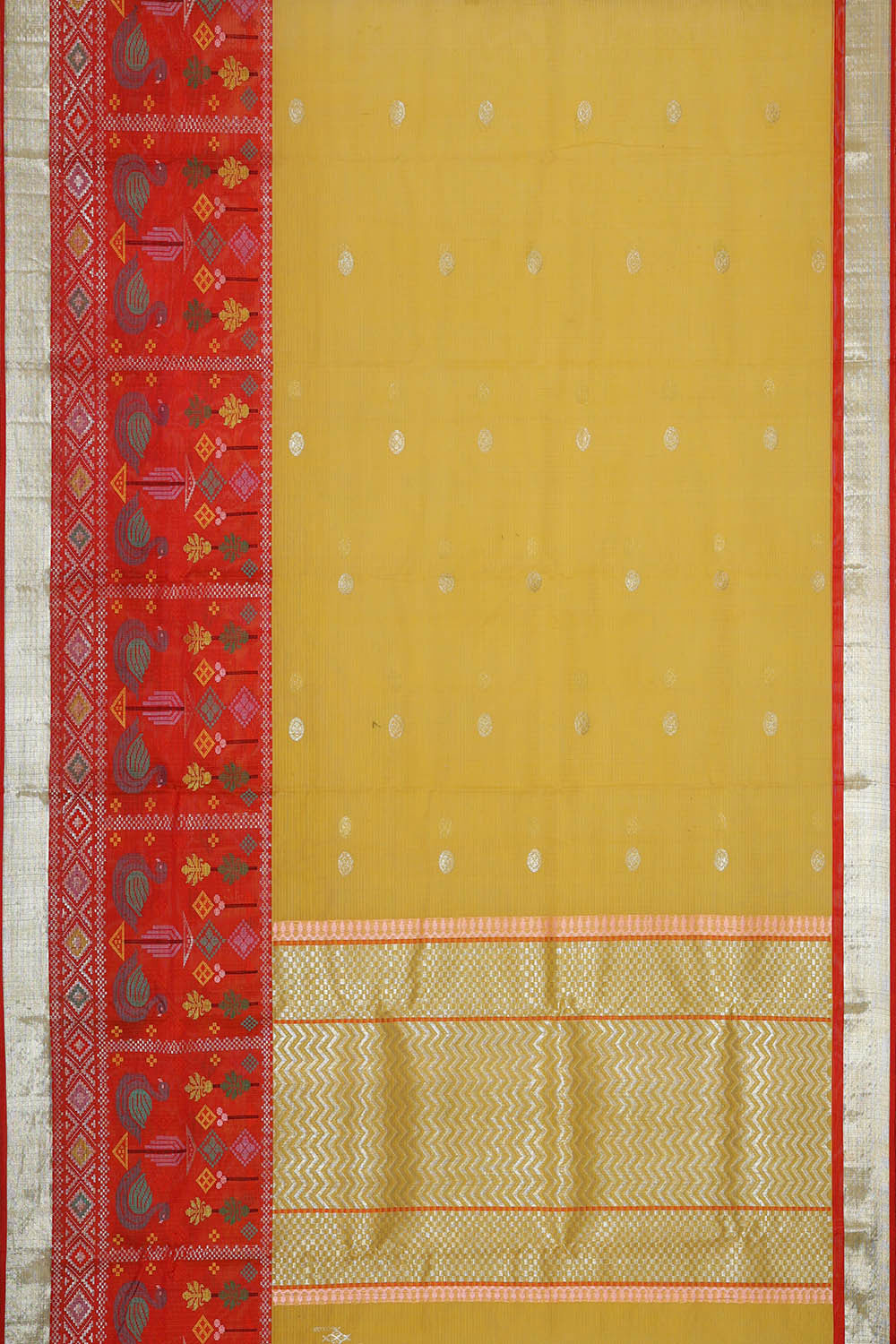 Image of Zari Kota Mustard Yellow Saree