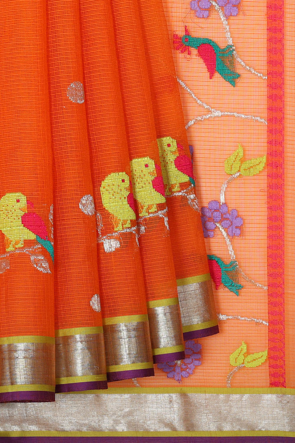 Image of Zari Kota Orange Saree