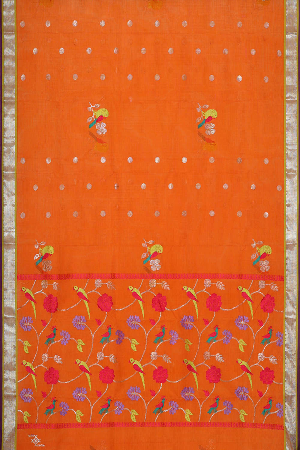 Image of Zari Kota Orange Saree
