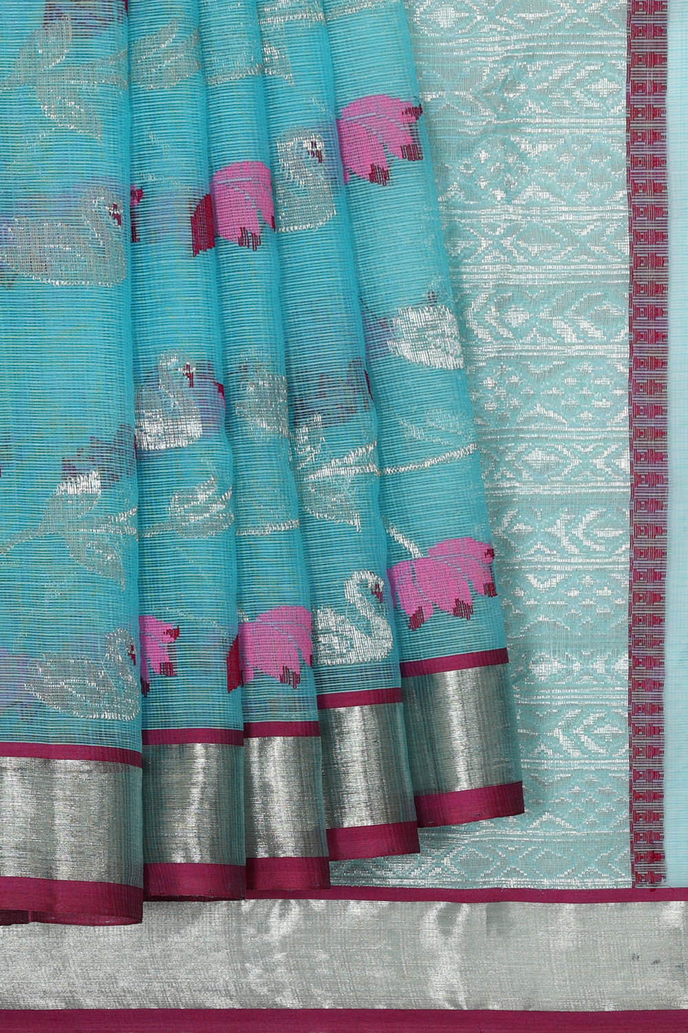 Image of Zari Kota Sky Blue Saree