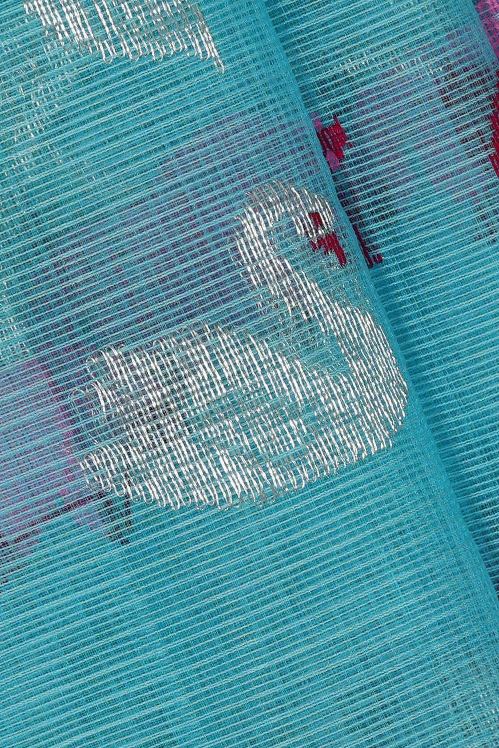 Image of Zari Kota Sky Blue Saree