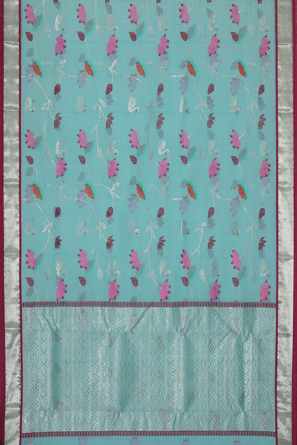 Image of Zari Kota Sky Blue Saree