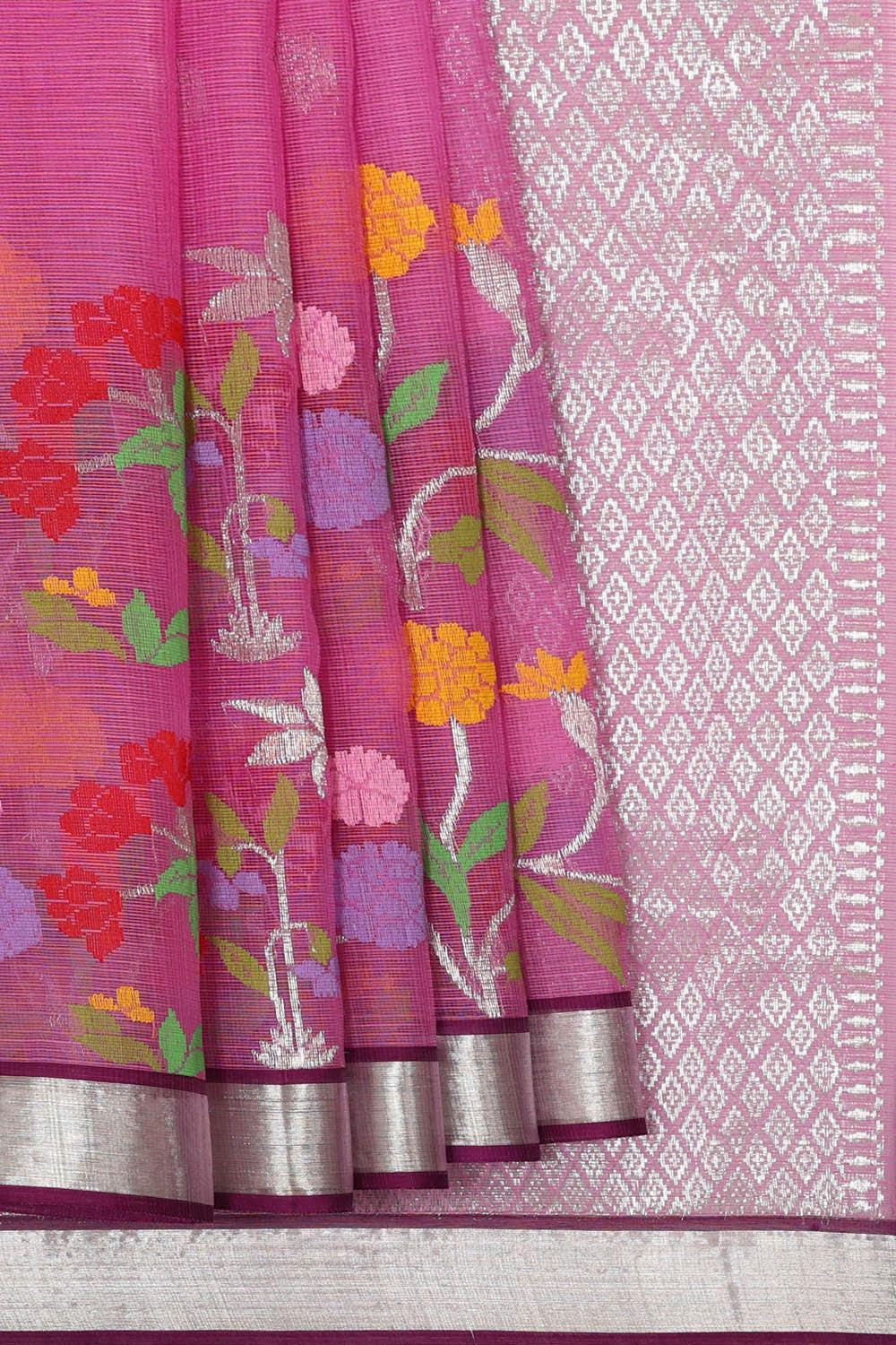 Image of Zari Kota Rose Pink Saree