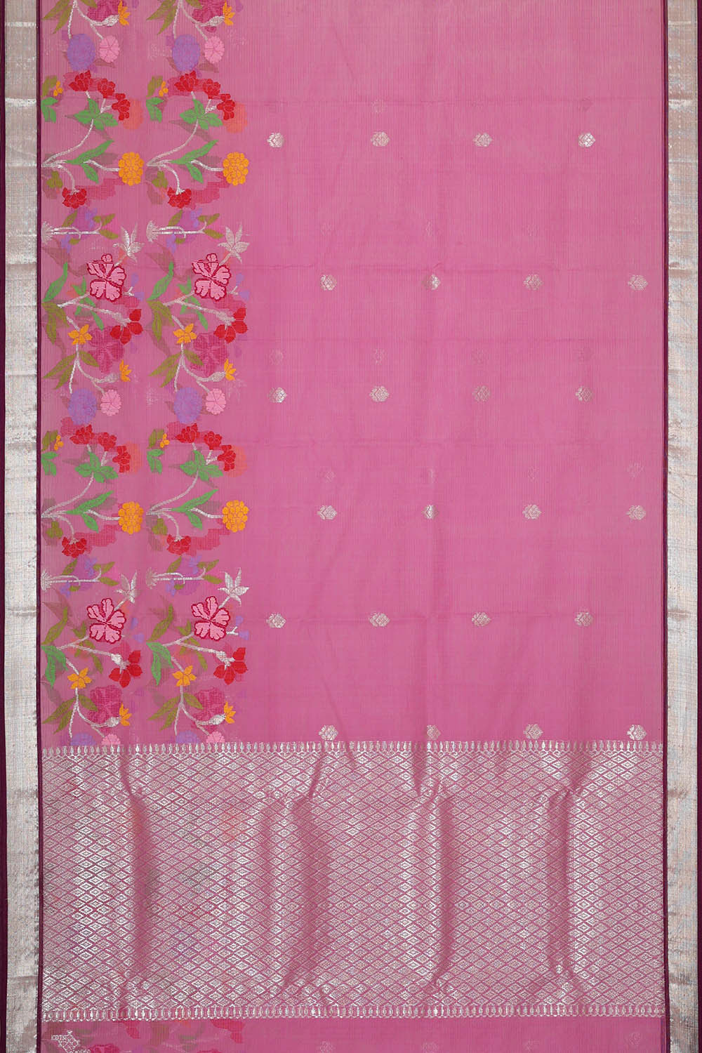 Image of Zari Kota Rose Pink Saree