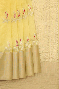 Image of Chanderi Silk Light Yellow Saree
