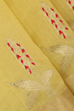 Image of Chanderi Silk Light Yellow Saree