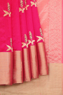 Image of Chanderi Silk Rani Pink Saree
