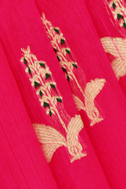 Image of Chanderi Silk Rani Pink Saree