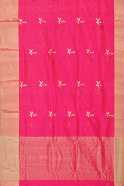 Image of Chanderi Silk Rani Pink Saree