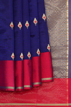 Image of Chanderi Silk Royal Blue Saree