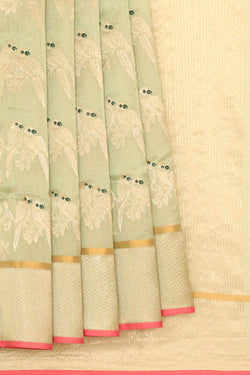 Image of Chanderi Silk Light Pista Green Saree